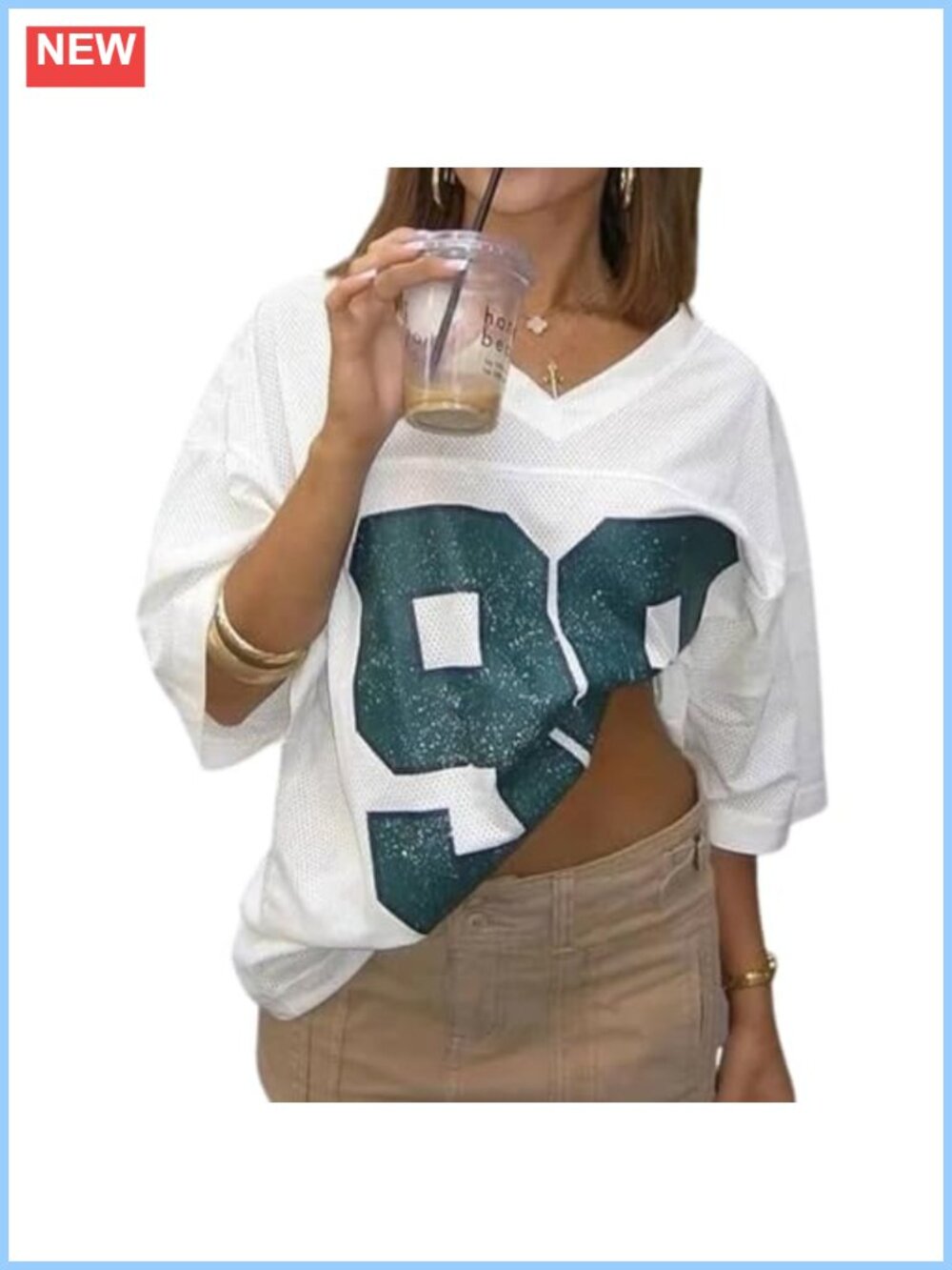 Oversized Graphic Tee Women Y2K Grunge Short Sleeve V-Neck Summer Top